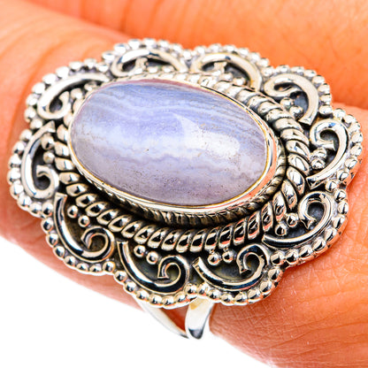 Blue Lace Agate Rings handcrafted by Ana Silver Co - RING80520