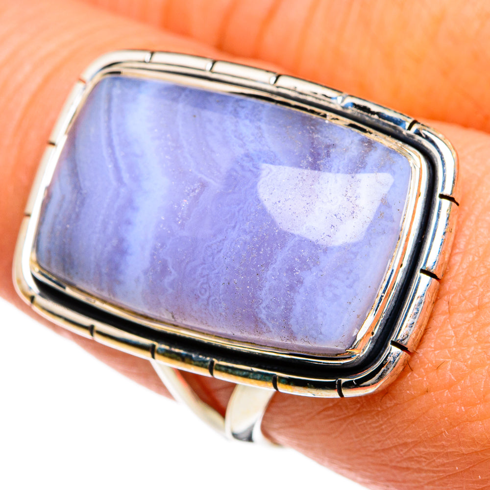 Blue Lace Agate Rings handcrafted by Ana Silver Co - RING80522