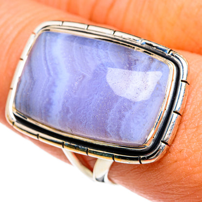 Blue Lace Agate Rings handcrafted by Ana Silver Co - RING80522