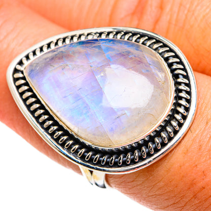 Rainbow Moonstone Rings handcrafted by Ana Silver Co - RING80523
