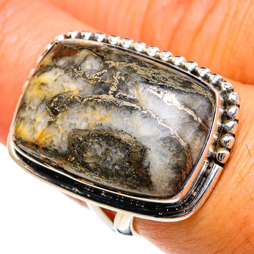Pyrite Agate Rings handcrafted by Ana Silver Co - RING80556