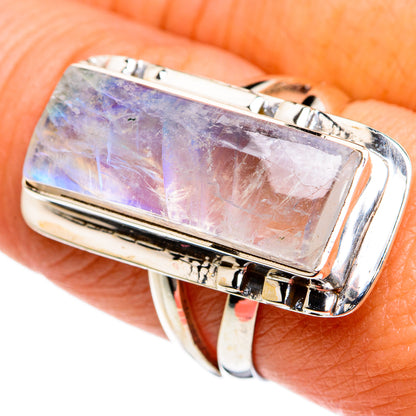 Rainbow Moonstone Rings handcrafted by Ana Silver Co - RING80559