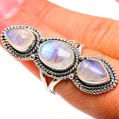 Rainbow Moonstone Rings handcrafted by Ana Silver Co - RING80560