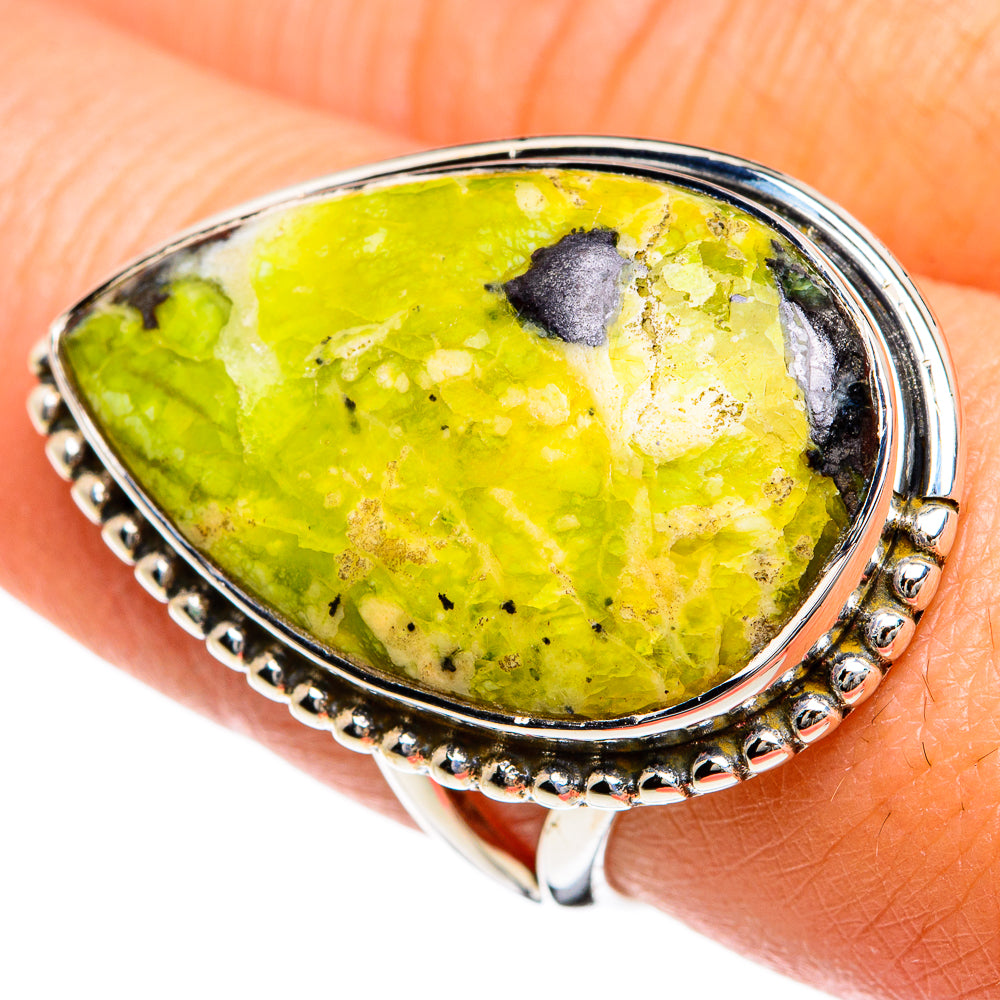 African Green Opal Rings handcrafted by Ana Silver Co - RING80565