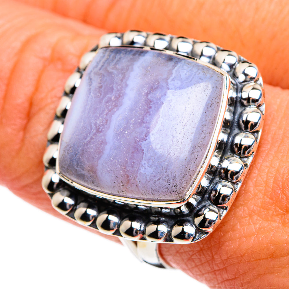 Blue Lace Agate Rings handcrafted by Ana Silver Co - RING80598