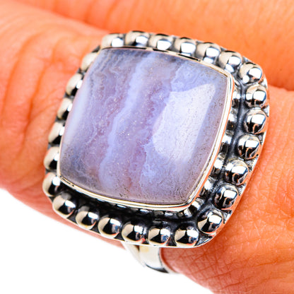 Blue Lace Agate Rings handcrafted by Ana Silver Co - RING80598