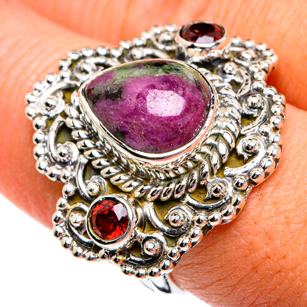 Ruby Zoisite Rings handcrafted by Ana Silver Co - RING80600