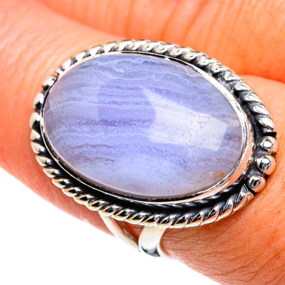 Blue Lace Agate Rings handcrafted by Ana Silver Co - RING80631