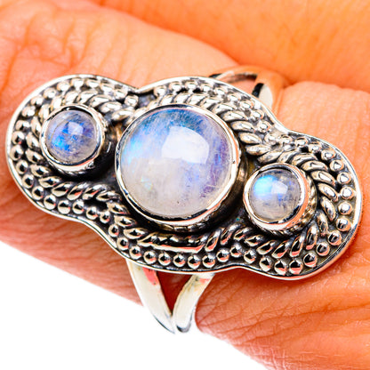 Rainbow Moonstone Rings handcrafted by Ana Silver Co - RING80632
