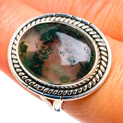 Green Moss Agate Rings handcrafted by Ana Silver Co - RING80677