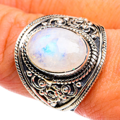 Rainbow Moonstone Rings handcrafted by Ana Silver Co - RING80693