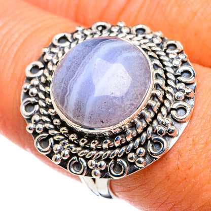 Blue Lace Agate Rings handcrafted by Ana Silver Co - RING80694