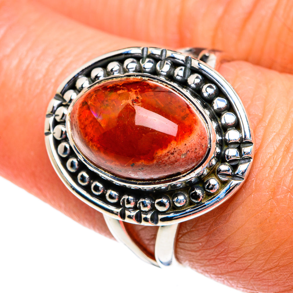 Mexican Fire Opal Rings handcrafted by Ana Silver Co - RING80696
