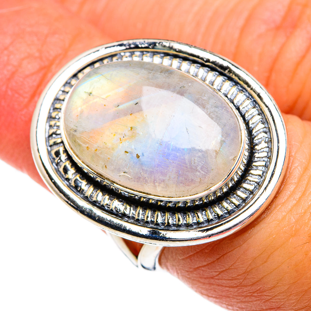 Rainbow Moonstone Rings handcrafted by Ana Silver Co - RING80719