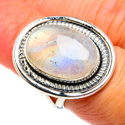 Rainbow Moonstone Rings handcrafted by Ana Silver Co - RING80719