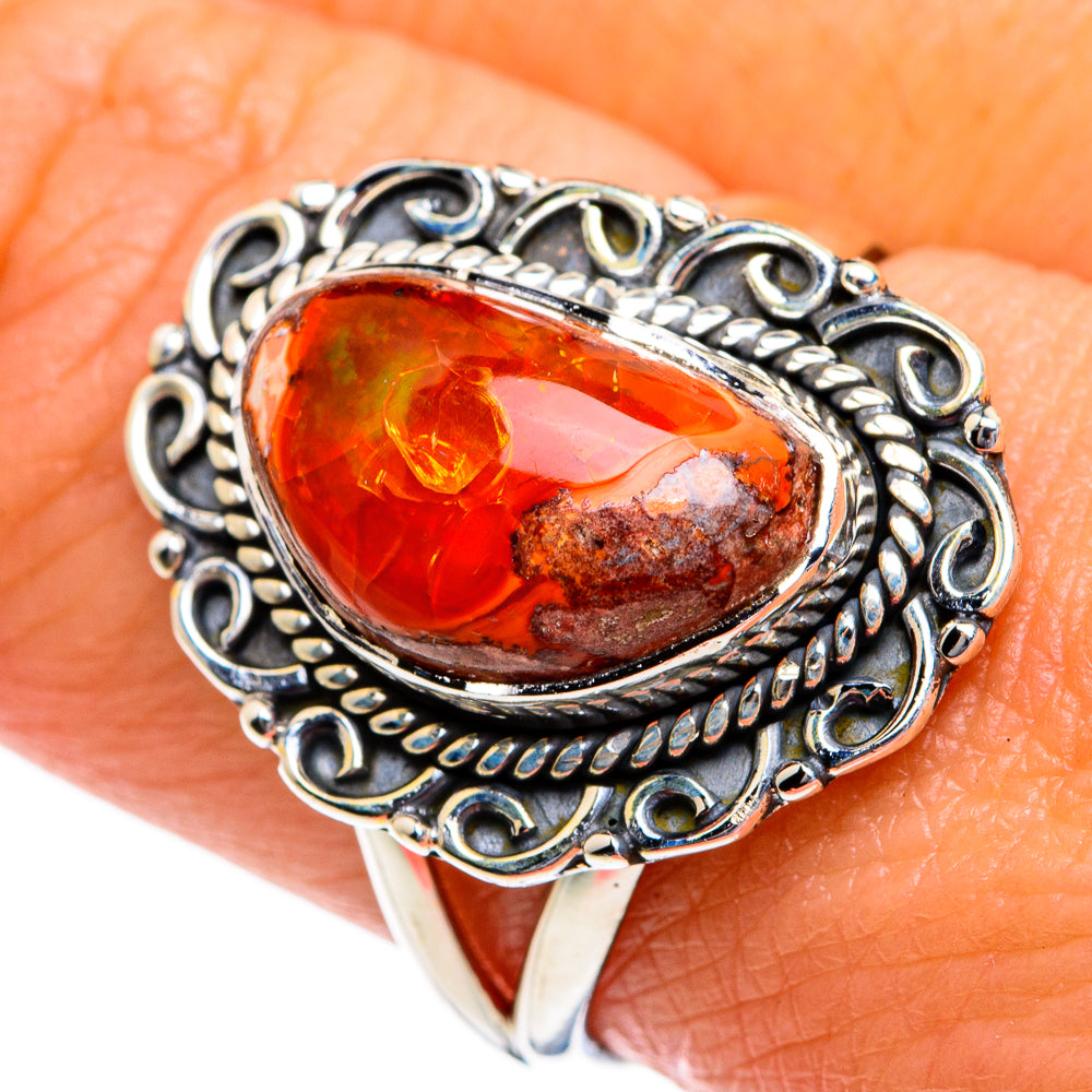 Mexican Fire Opal Rings handcrafted by Ana Silver Co - RING80722