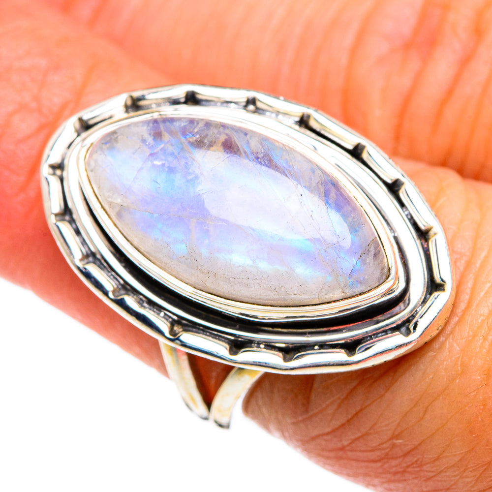 Rainbow Moonstone Rings handcrafted by Ana Silver Co - RING80743