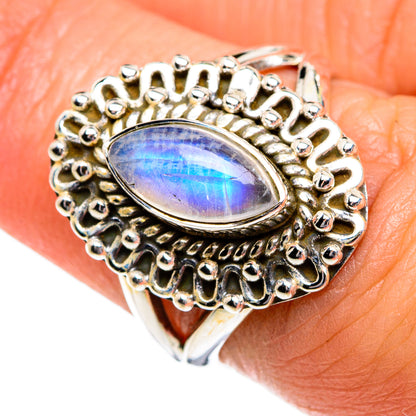 Rainbow Moonstone Rings handcrafted by Ana Silver Co - RING80745