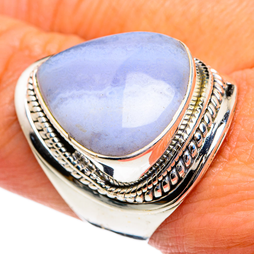 Blue Lace Agate Rings handcrafted by Ana Silver Co - RING80799