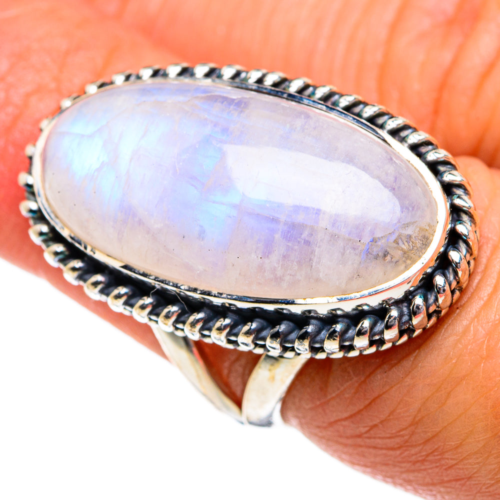 Rainbow Moonstone Rings handcrafted by Ana Silver Co - RING80802