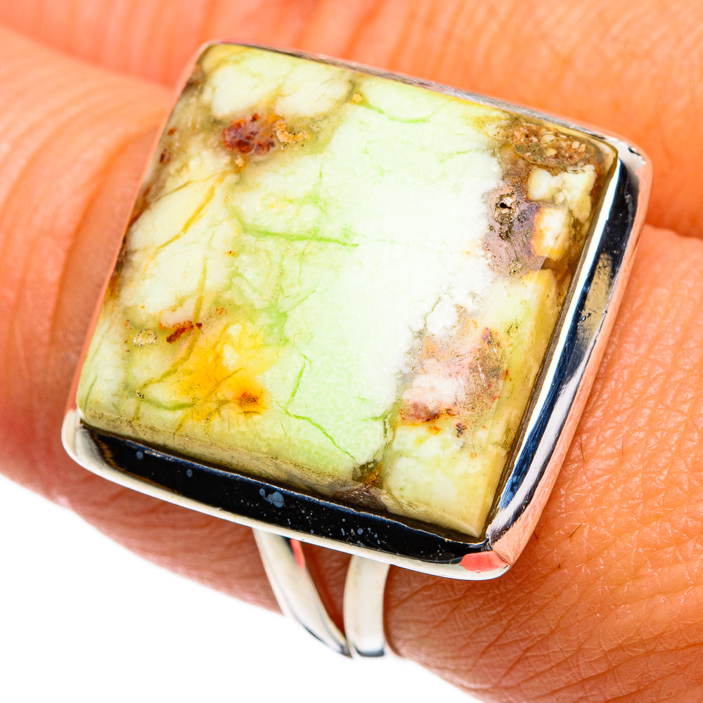 Lemon Chrysoprase Rings handcrafted by Ana Silver Co - RING80807