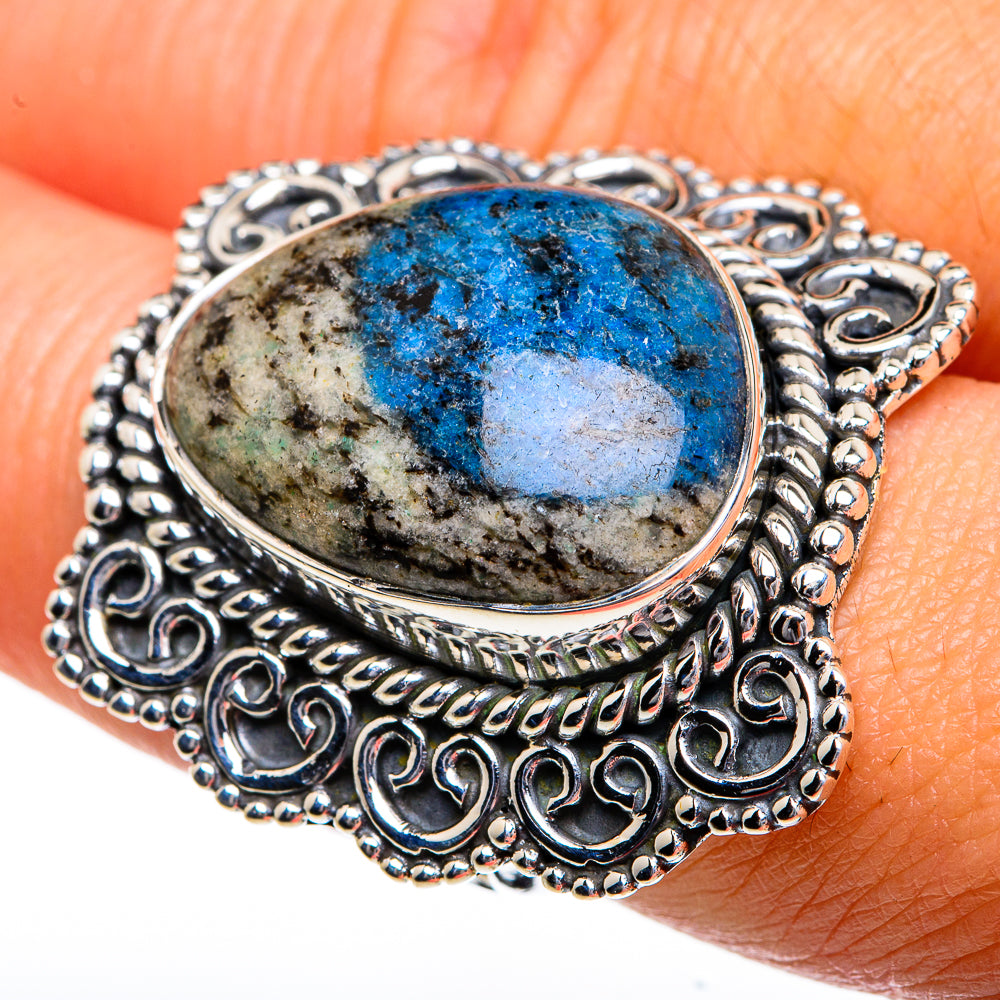 K2 Blue Azurite Rings handcrafted by Ana Silver Co - RING80810