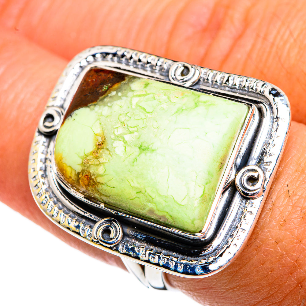 Lemon Chrysoprase Rings handcrafted by Ana Silver Co - RING80815
