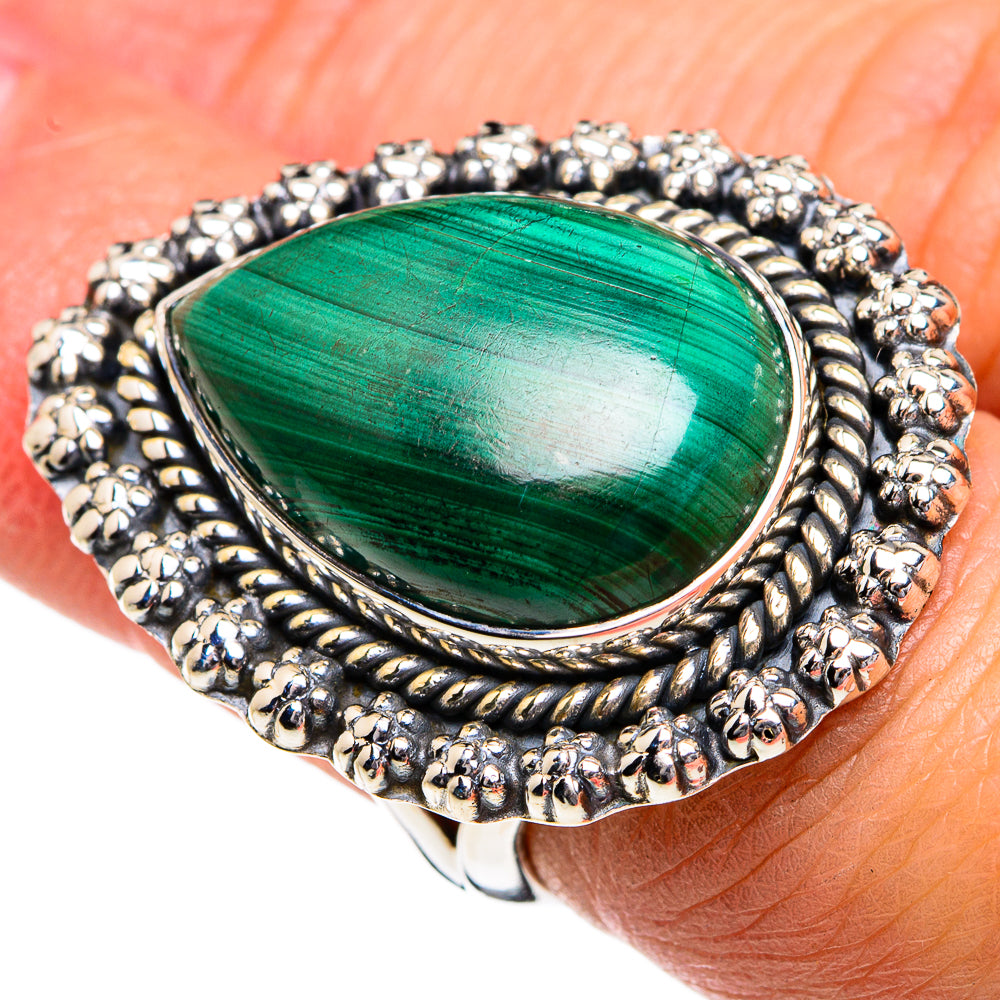Malachite Rings handcrafted by Ana Silver Co - RING80817
