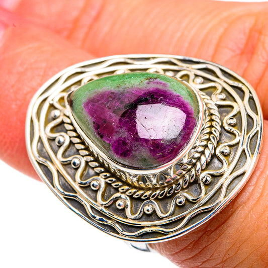 Ruby Zoisite Rings handcrafted by Ana Silver Co - RING80819