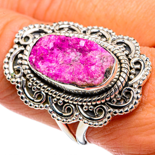 Pink Agate Druzy Rings handcrafted by Ana Silver Co - RING80829