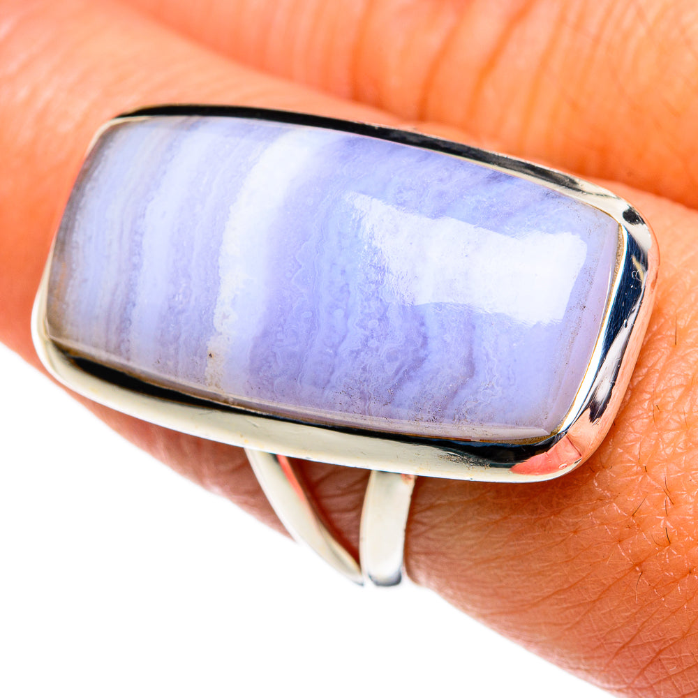 Blue Lace Agate Rings handcrafted by Ana Silver Co - RING80838