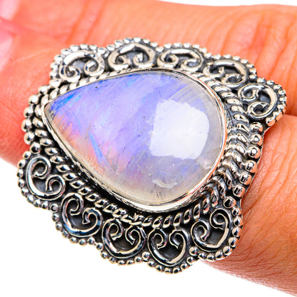 Rainbow Moonstone Rings handcrafted by Ana Silver Co - RING80839