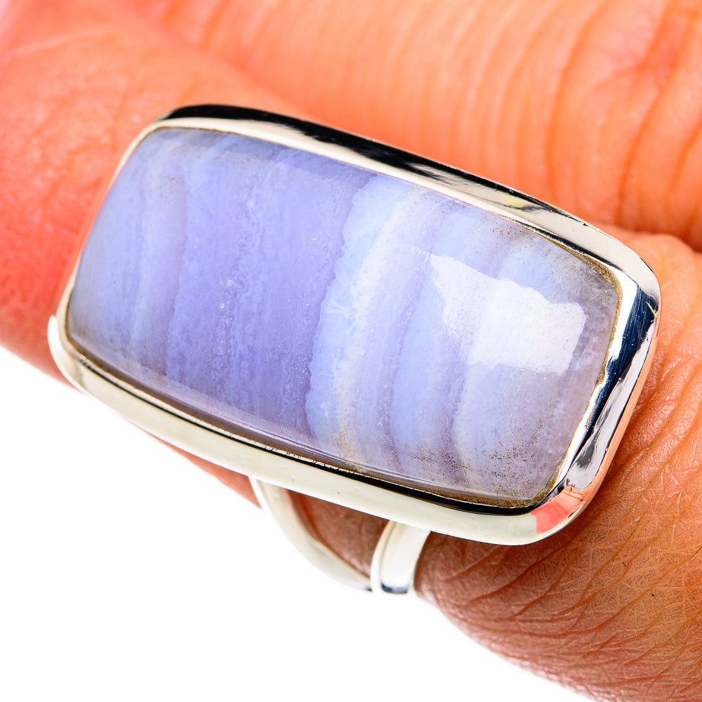 Blue Lace Agate Rings handcrafted by Ana Silver Co - RING80866