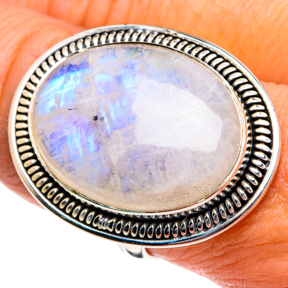 Rainbow Moonstone Rings handcrafted by Ana Silver Co - RING80867