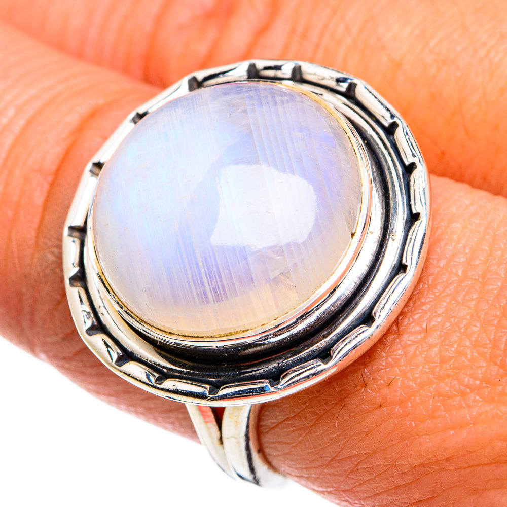Rainbow Moonstone Rings handcrafted by Ana Silver Co - RING80869