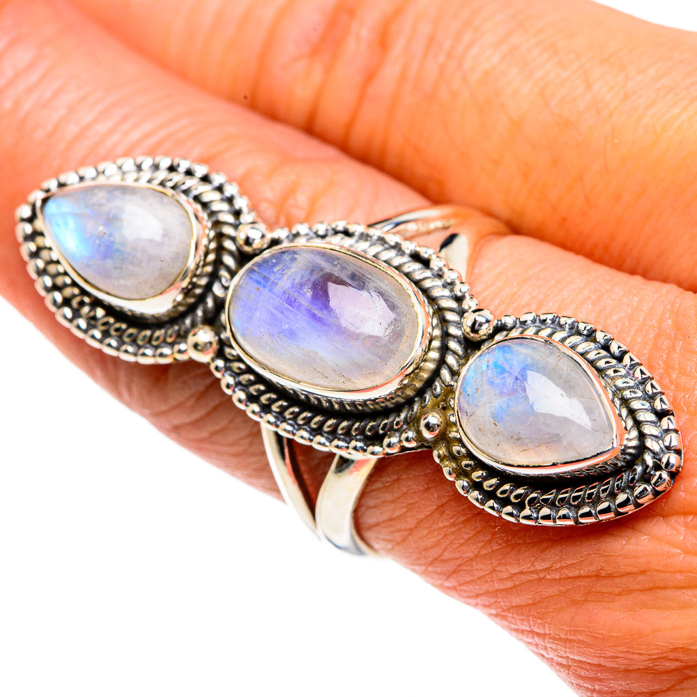 Rainbow Moonstone Rings handcrafted by Ana Silver Co - RING80870