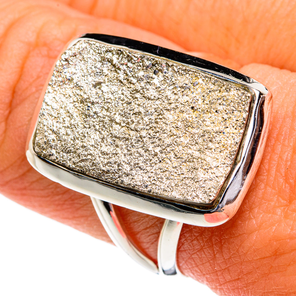 Spectro Pyrite Druzy Rings handcrafted by Ana Silver Co - RING80892
