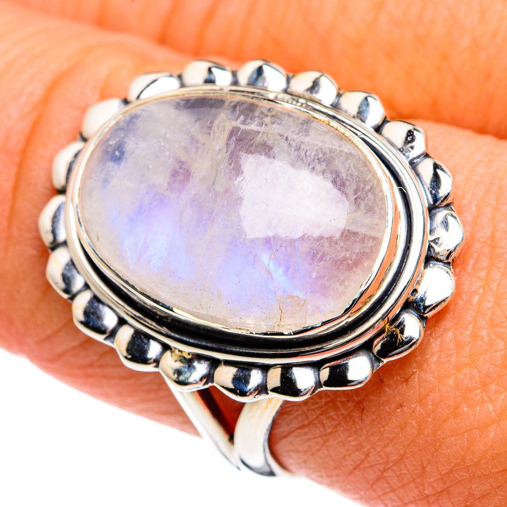 Rainbow Moonstone Rings handcrafted by Ana Silver Co - RING80895