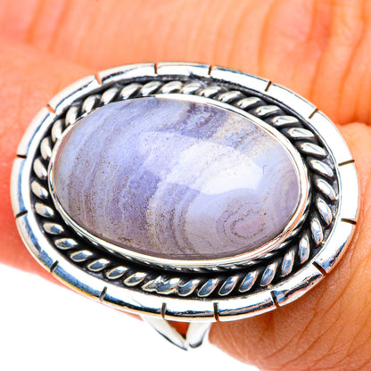 Blue Lace Agate Rings handcrafted by Ana Silver Co - RING80896