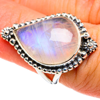 Rainbow Moonstone Rings handcrafted by Ana Silver Co - RING80898