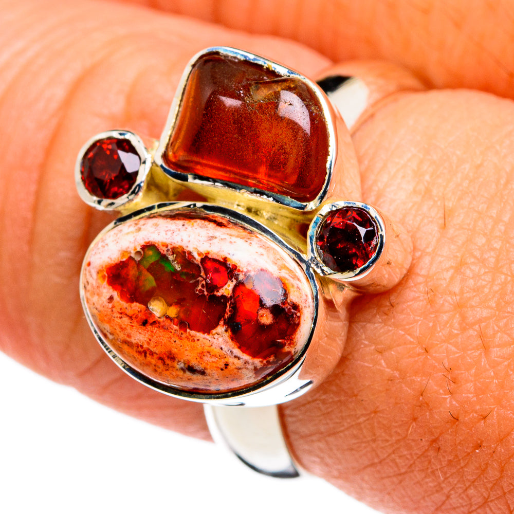 Mexican Fire Opal Rings handcrafted by Ana Silver Co - RING80901