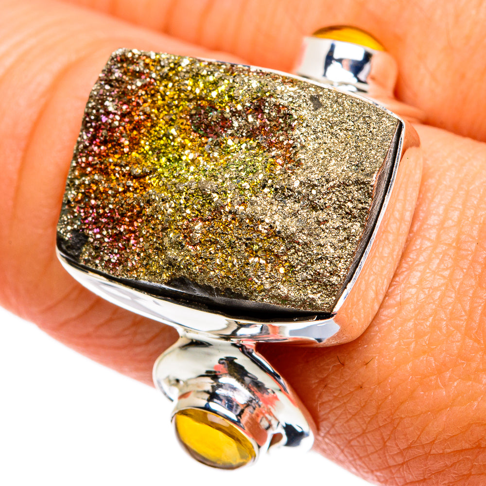 Spectro Pyrite Druzy Rings handcrafted by Ana Silver Co - RING80928