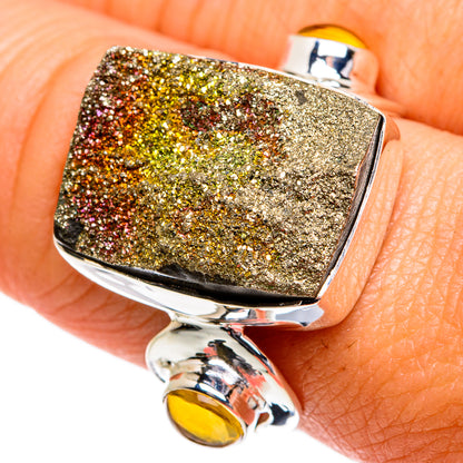 Spectro Pyrite Druzy Rings handcrafted by Ana Silver Co - RING80928