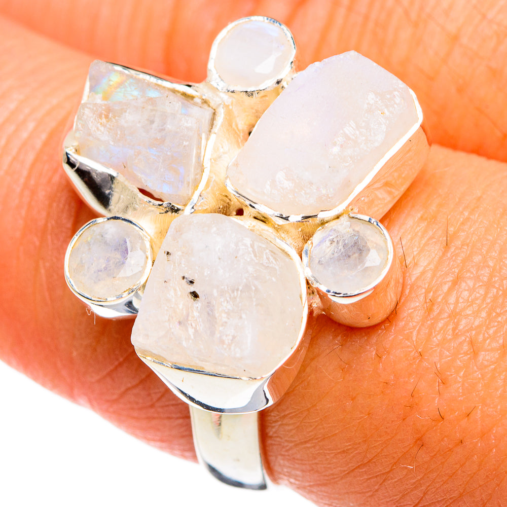 Rainbow Moonstone Rings handcrafted by Ana Silver Co - RING80931