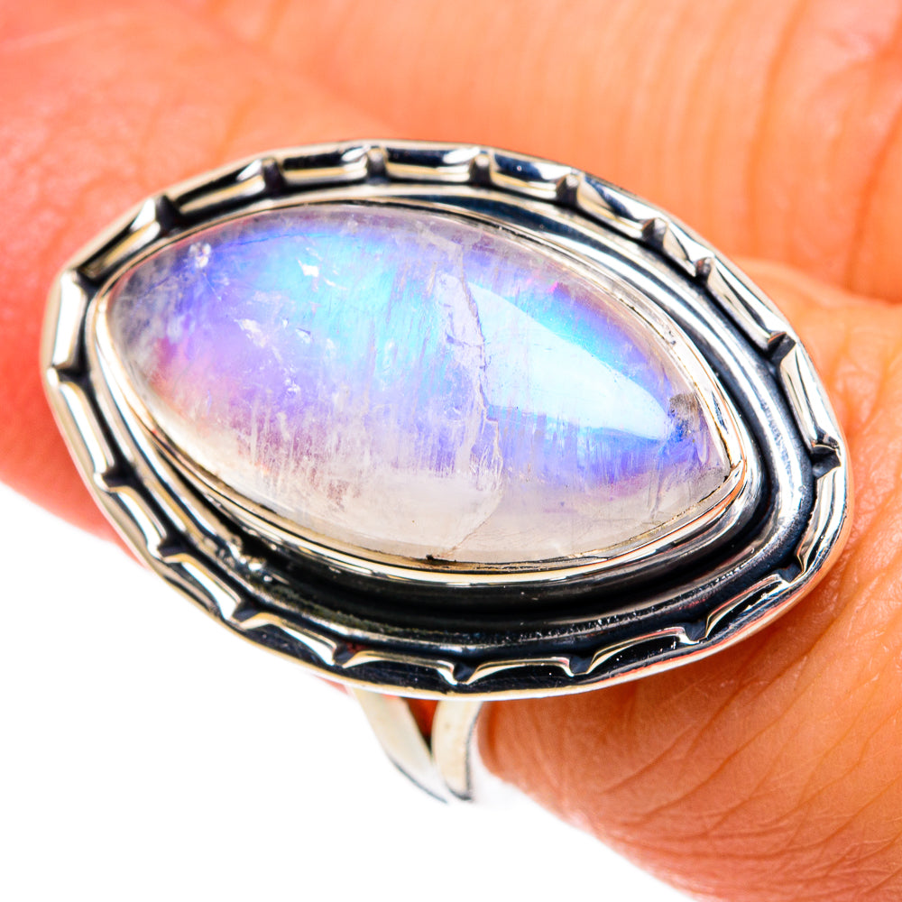 Rainbow Moonstone Rings handcrafted by Ana Silver Co - RING80933