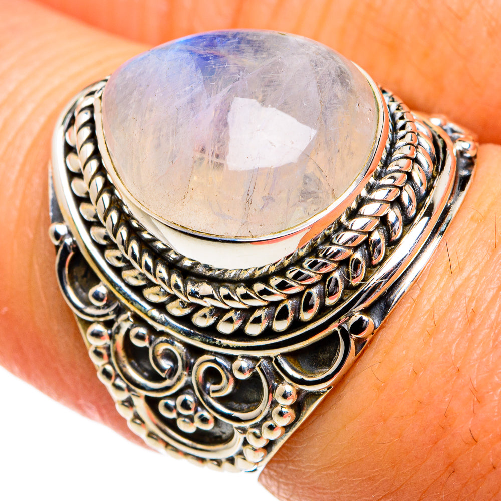 Rainbow Moonstone Rings handcrafted by Ana Silver Co - RING80968