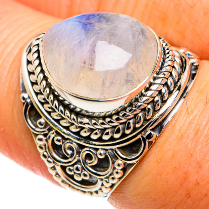 Rainbow Moonstone Rings handcrafted by Ana Silver Co - RING80968