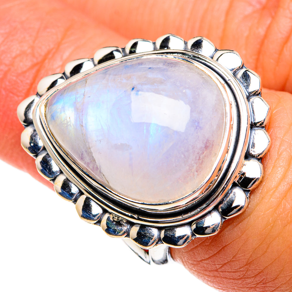Rainbow Moonstone Rings handcrafted by Ana Silver Co - RING80969