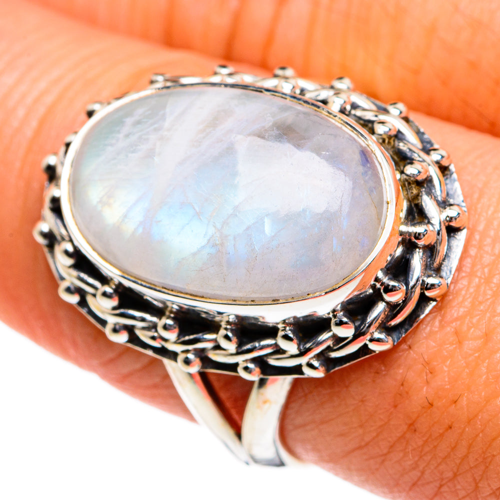 Rainbow Moonstone Rings handcrafted by Ana Silver Co - RING80970