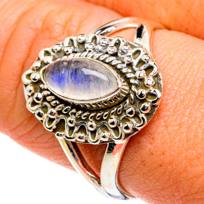 Rainbow Moonstone Rings handcrafted by Ana Silver Co - RING80971